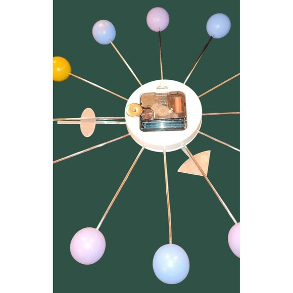 George Nelson Mid Century Modern 1949 Metal Wood Ball Clock TAIWAN Works - Picture 7 of 13